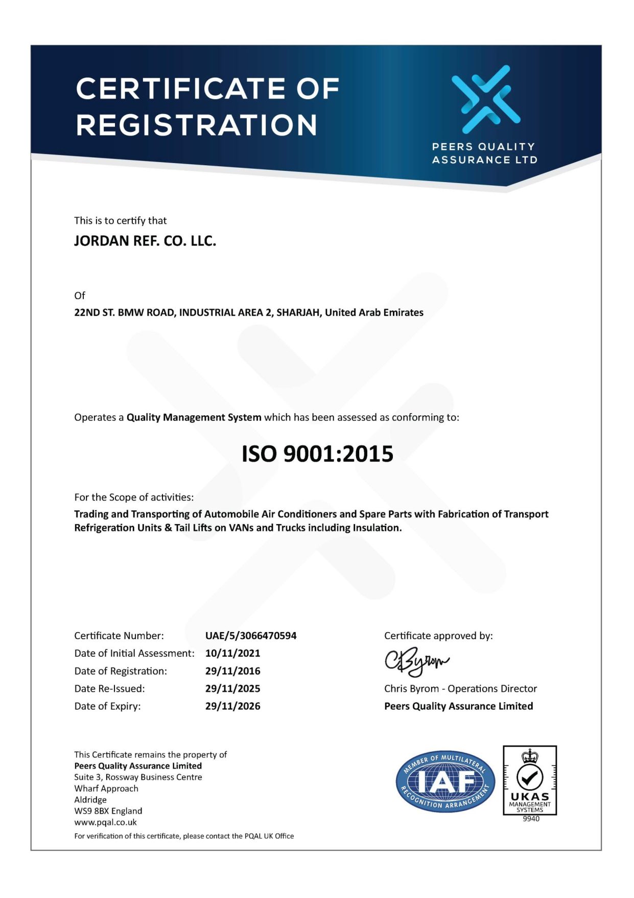 JORDAN REF. CO. LLC.